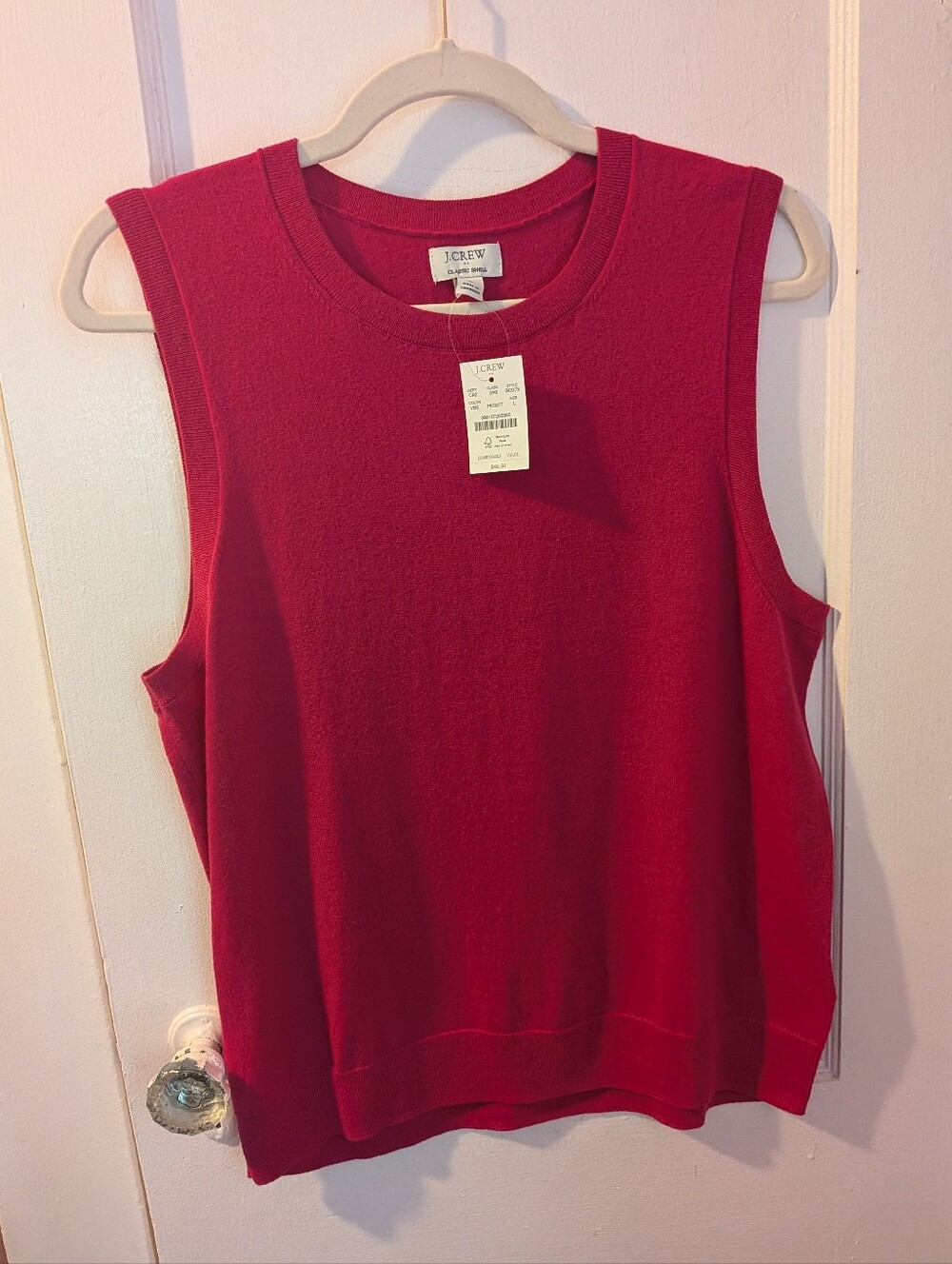 NWT J. Crew Sleeveless Classic Shell Knit Tank in Berry Pink - Size L